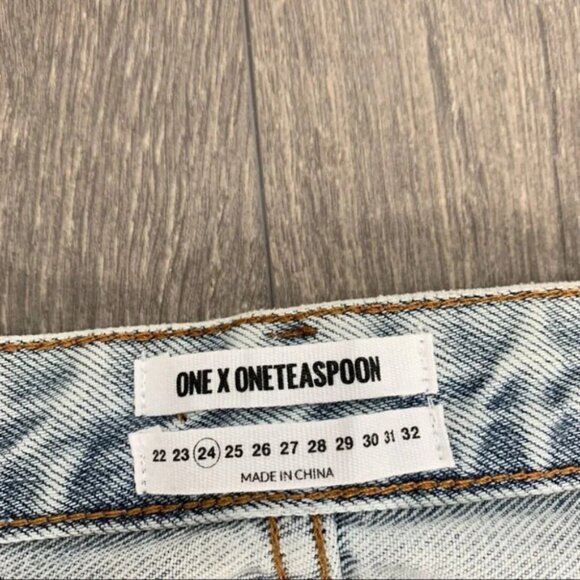 Revolve One Teaspoon Freebirds Skinny Jeans Straight Leg distressed light wash - Picture 11 of 16